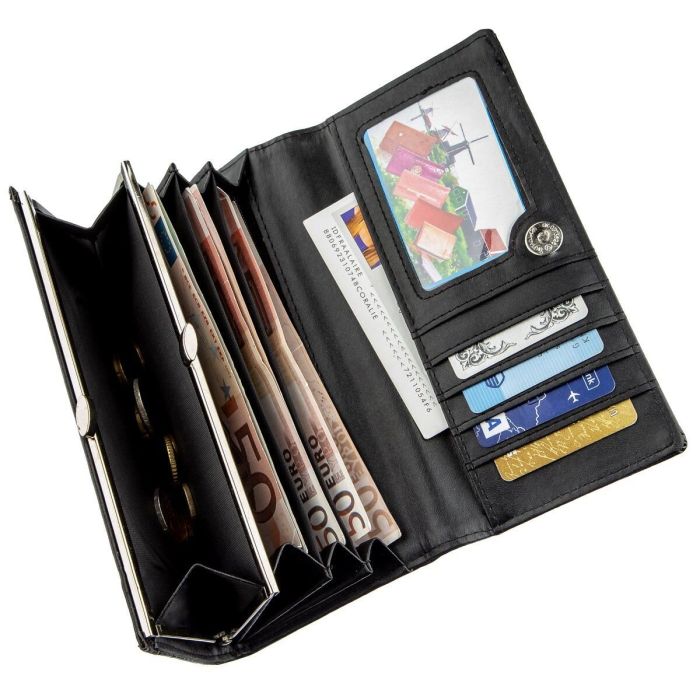 Кошелек женский из экокожи лаковый KIVI 19012 черный