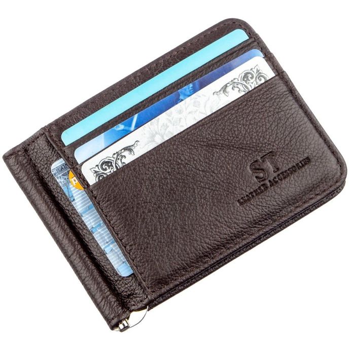 Стильний чоловічий затискач ST Leather 18941 коричневий