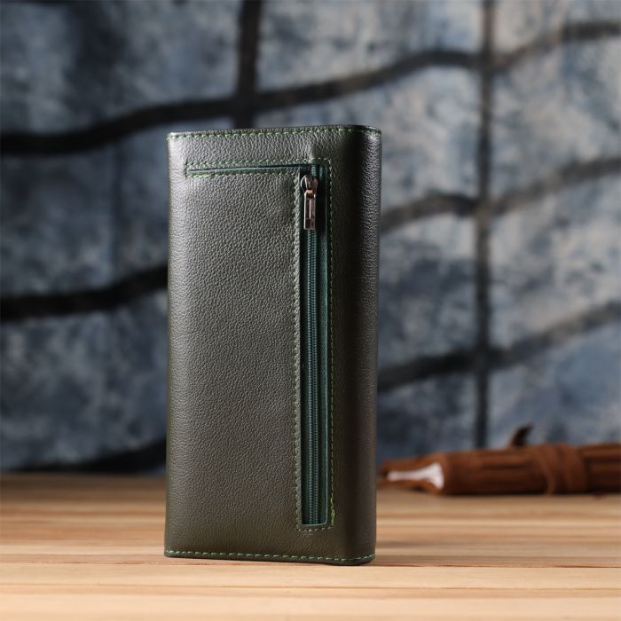 Горизонтальный кошелек в два сложения из натуральной кожи ST Leather 23067 зеленый