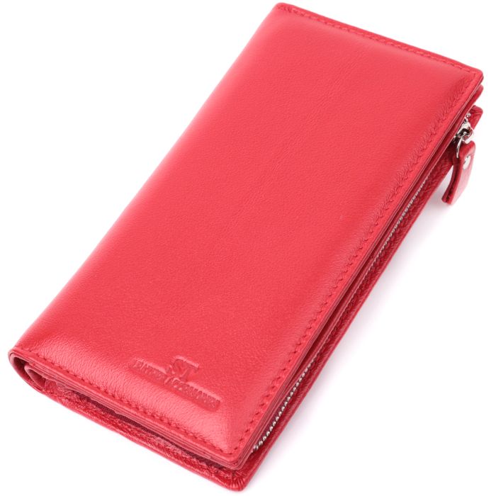Яркий кошелек-клатч для стильных женщин из натуральной кожи ST Leather 22533 красный