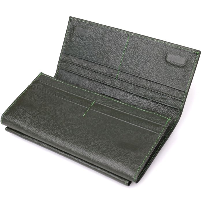 Горизонтальный кошелек с карманом для телефона из натуральной кожи ST Leather 23068 зеленый