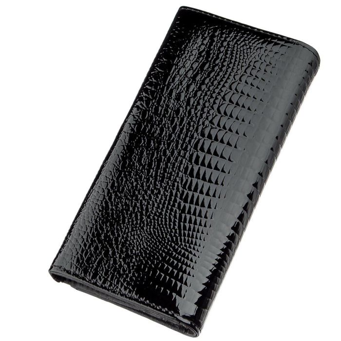 Кошелек женский из экокожи лаковый KIVI 19012 черный