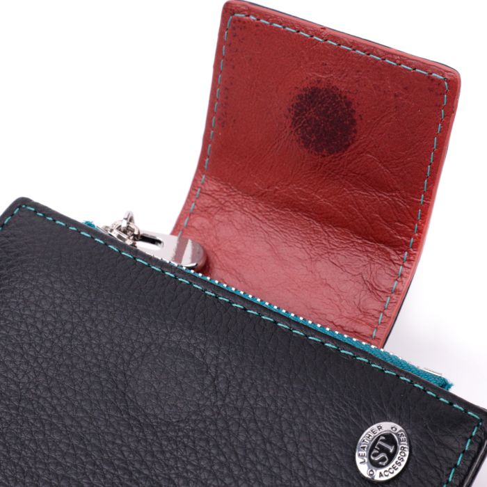 Портмоне для жінок у класичному кольорі з цікавою монетницею ST Leather 19449 чорний