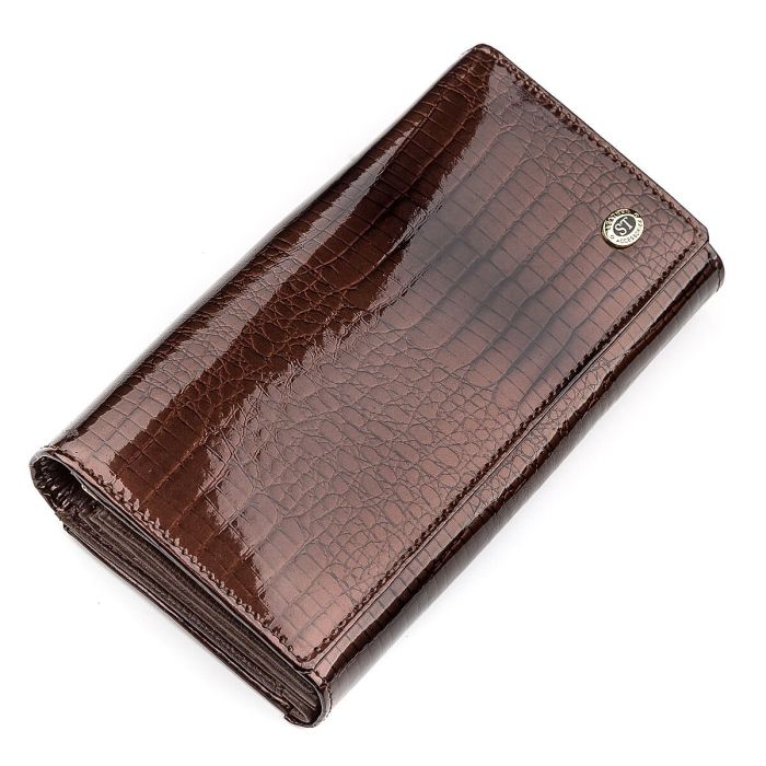 Гаманець жіночий ST Leather 18431 (S9001A) лакована шкіра коричневий