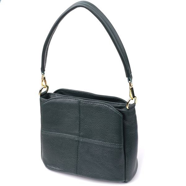 Елегантна шкіряна сумка для жінок з трьома відділеннями Vintage 22977 зелена