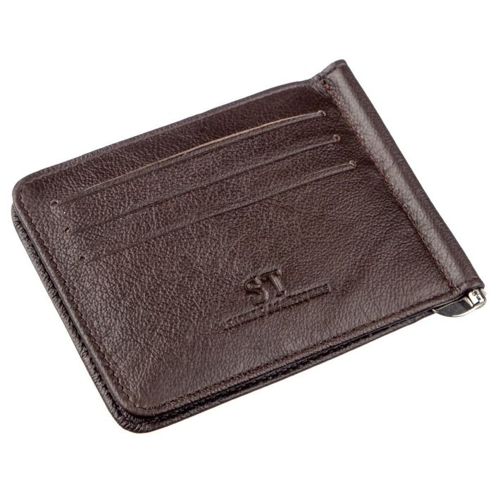 Зручний чоловічий затискач для купюр ST Leather 18938 коричневий