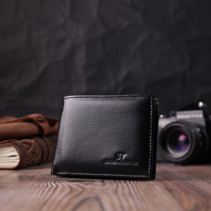 Чоловічий гаманець-затиск з натуральної шкіри ST Leather 22460 чорний