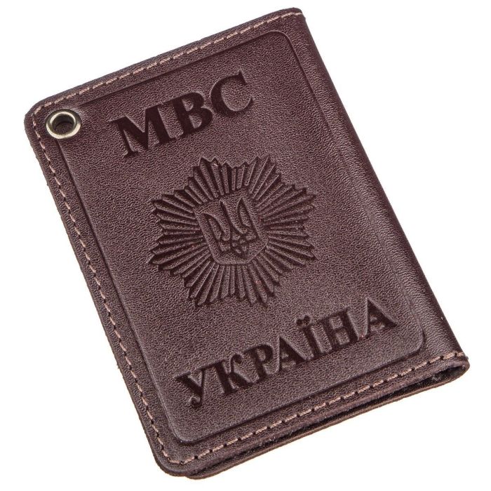 Компактная обложка на документы МВД Украины SHVIGEL 13979 коричневый
