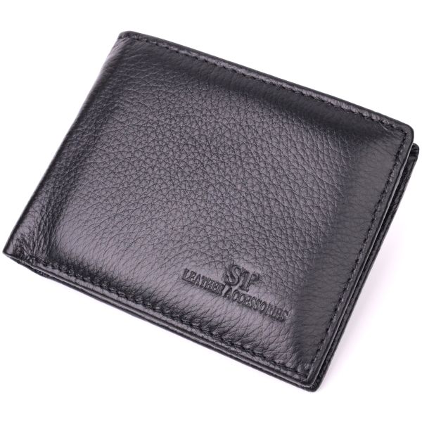 Зручне чоловіче портмоне з натуральної шкіри ST Leather 22482 чорний
