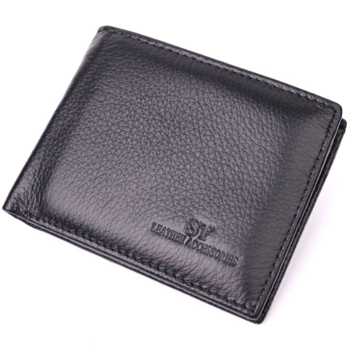 Зручне чоловіче портмоне з натуральної шкіри ST Leather 22482 чорний