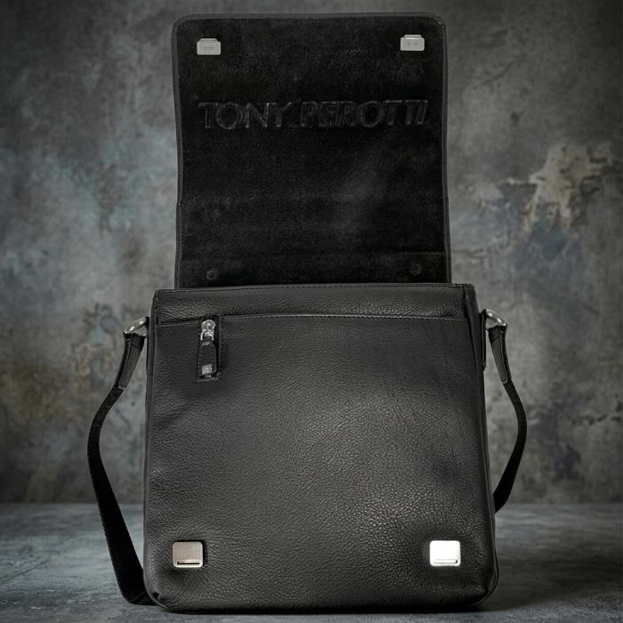 Мужская кожаная сумка Tony Perotti Contatto 9207 nero (90639) Черная