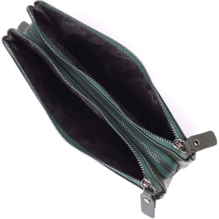 Красивый кожаный кошелек на три отделения ST Leather 23110 зеленый