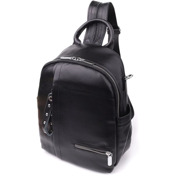 Красивий жіночий рюкзак з натуральної шкіри Vintage 23055 чорний