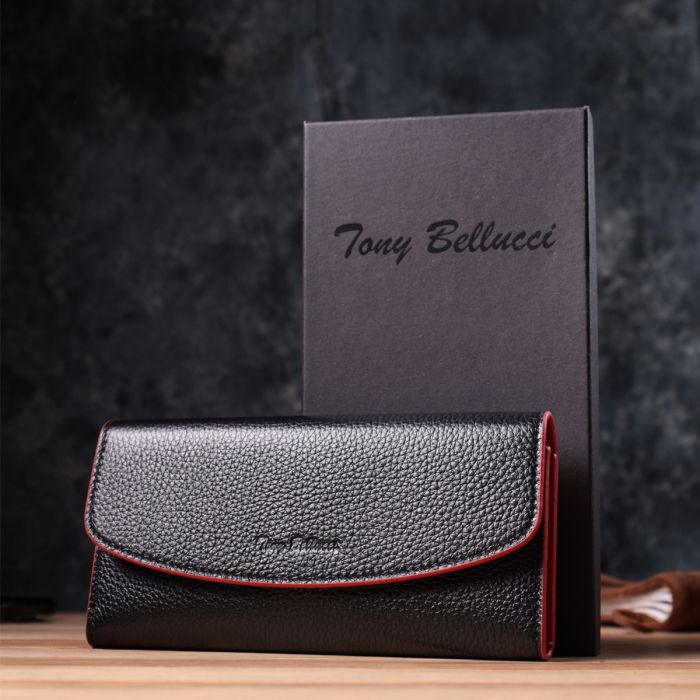 Жіночий гаманець із трикутним клапаном із натуральної шкіри Tony Bellucci 22860 чорний