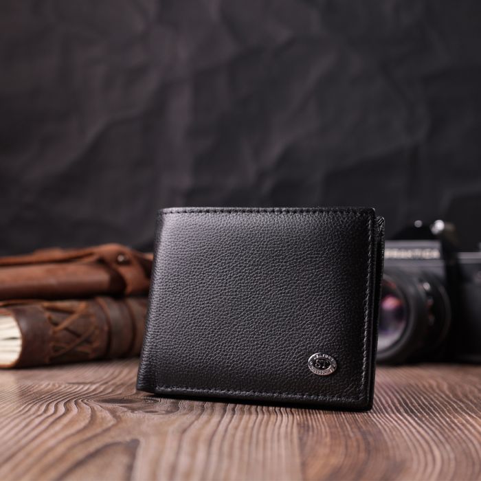 Компактне чоловіче портмоне з натуральної шкіри ST Leather 22486 чорний