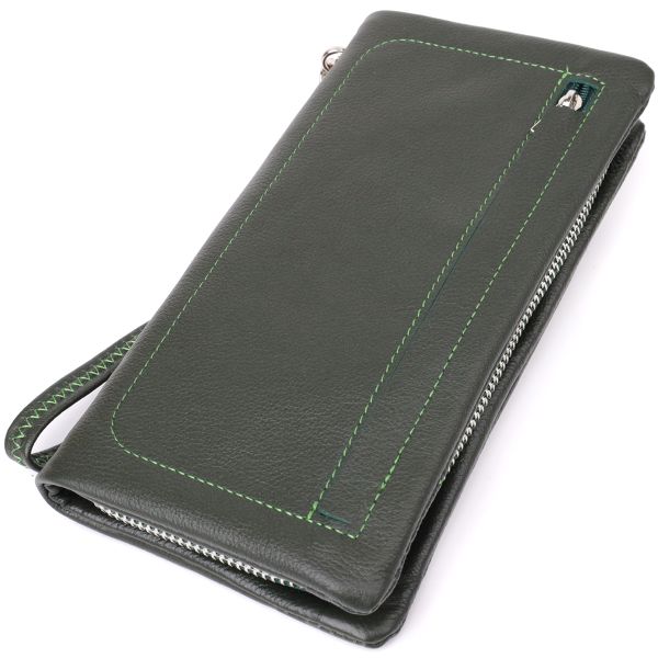 Стильний гаманець для жінок з відділенням під телефон ST Leather 23103 зелений