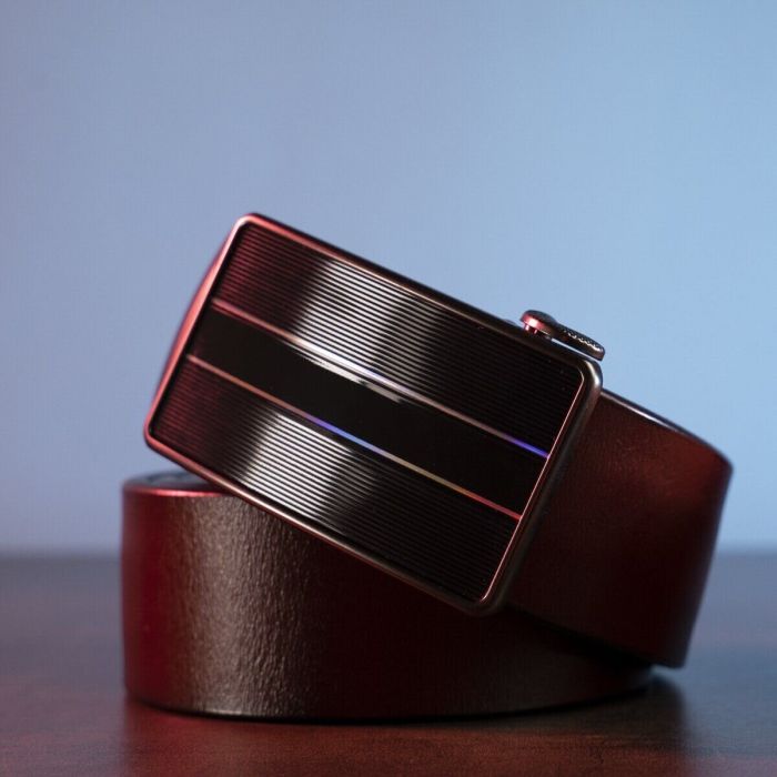 Крепкий мужской ремень с автоматической пряжкой 20210 Vintage коричневый