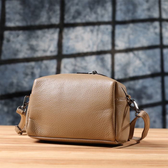 Компактная сумка для женщин из натуральной кожи Vintage 22924 бежевая.