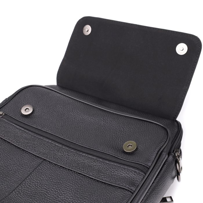 Чоловіча сумка з ручкою для перенесення в руці з натуральної шкіри Vintage 23026 чорна