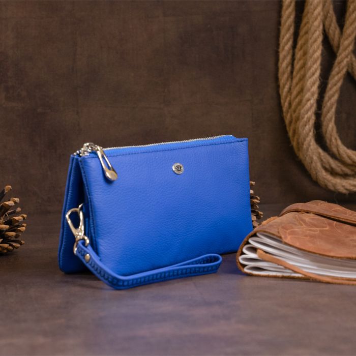 Вместительный клатч из двух частей женский ST Leather 19252 синий