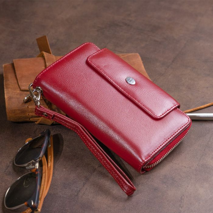 Кошелек из кожи на защелке ST Leather 19341 бордовый