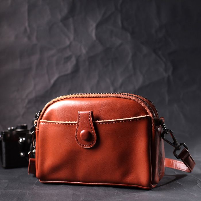 Женская глянцевая сумка на каждый день из натуральной кожи Vintage 22419 коричневый
