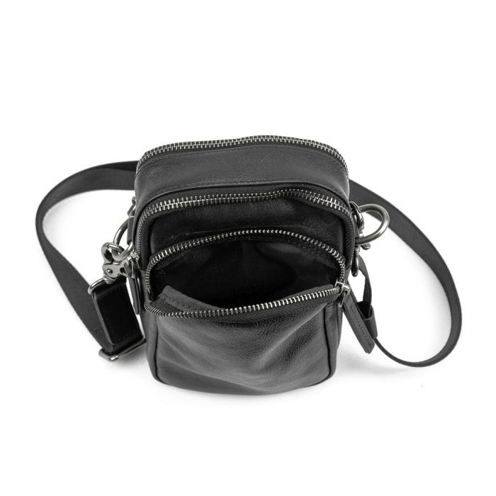 Мессенджер маленький кожаный черный TIDING BAG 333-1A