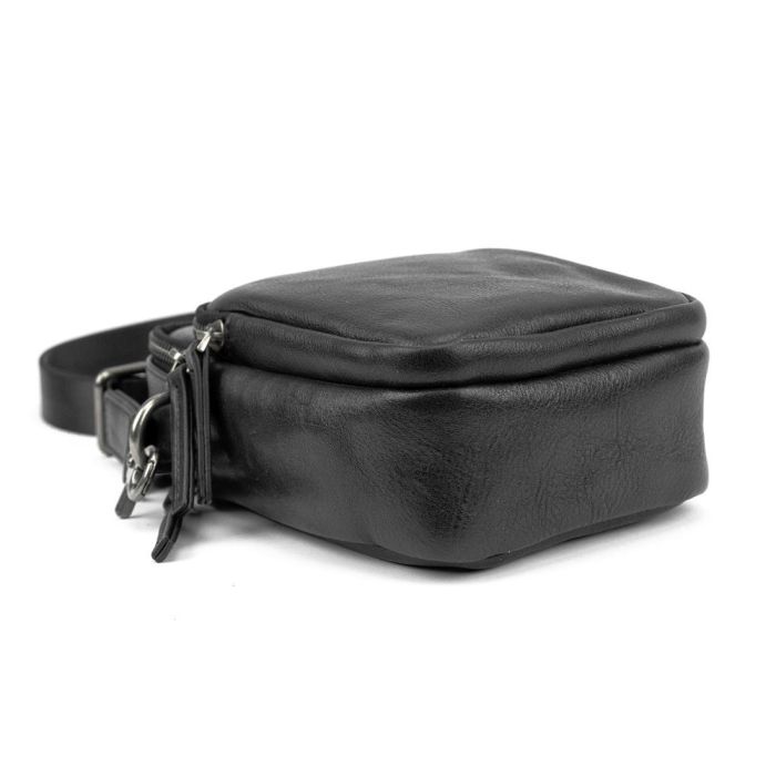 Мессенджер маленький кожаный черный TIDING BAG 333-1A