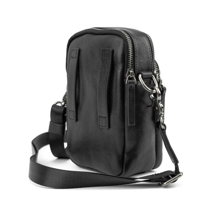 Мессенджер маленький кожаный черный TIDING BAG 333-1A