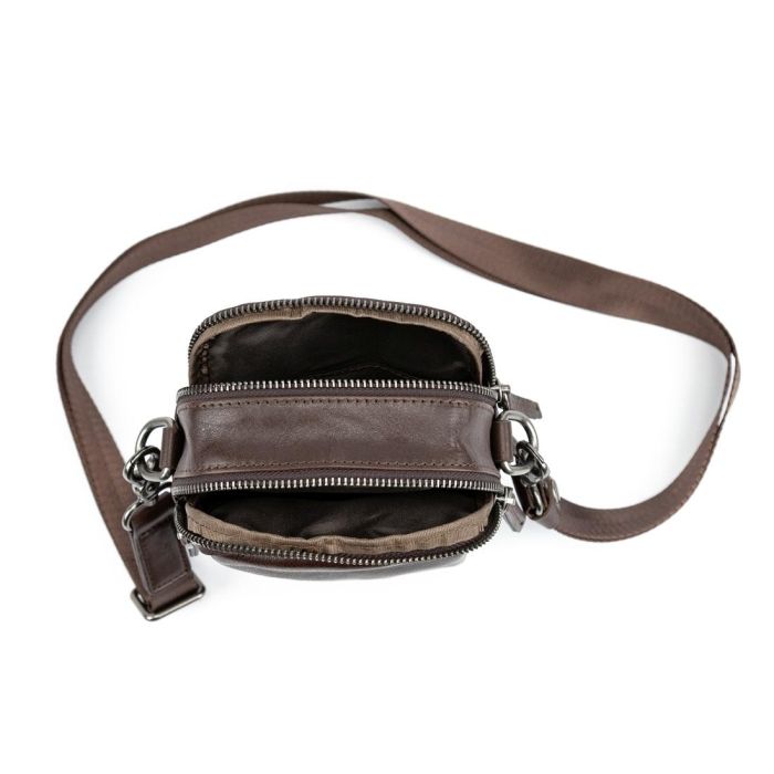 Мессенджер маленький кожаный черный шоколад TIDING BAG 333-1C