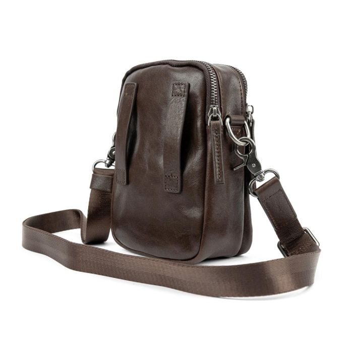 Мессенджер маленький кожаный черный шоколад TIDING BAG 333-1C