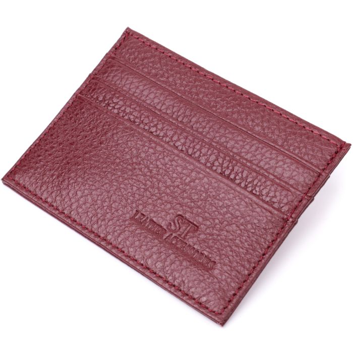 Практичный кард-кейс из натуральной кожи ST Leather 22446 бордовый