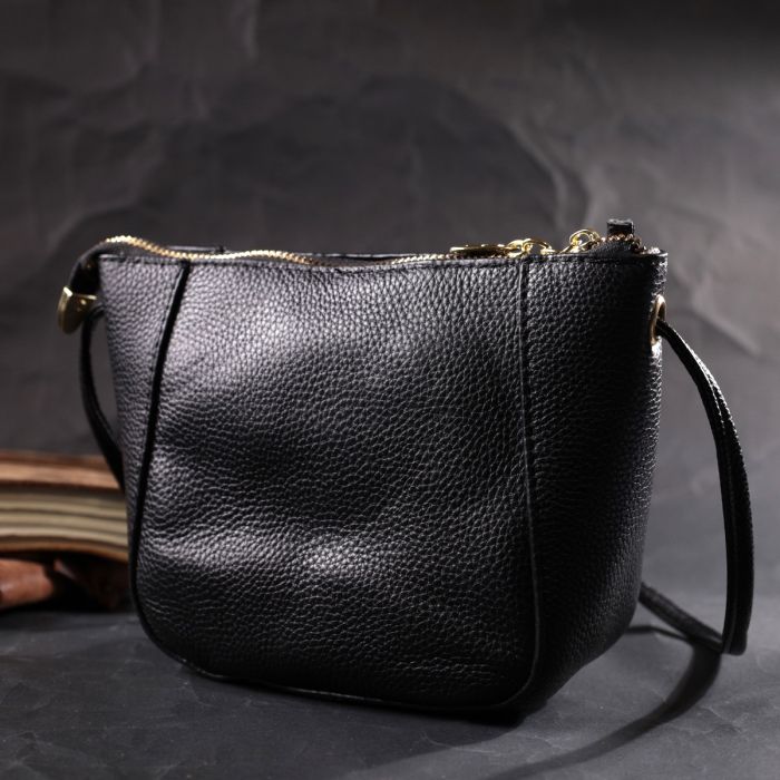 Маленькая сумка через плечо из натуральной кожи Vintage 22298 черный