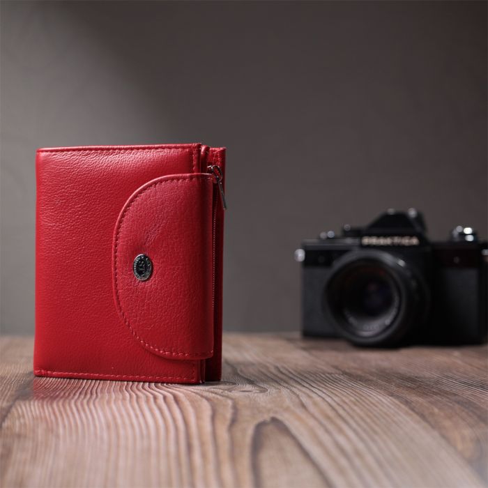 Яркий женский кошелек с монетницей из натуральной кожи ST Leather 22712 красный