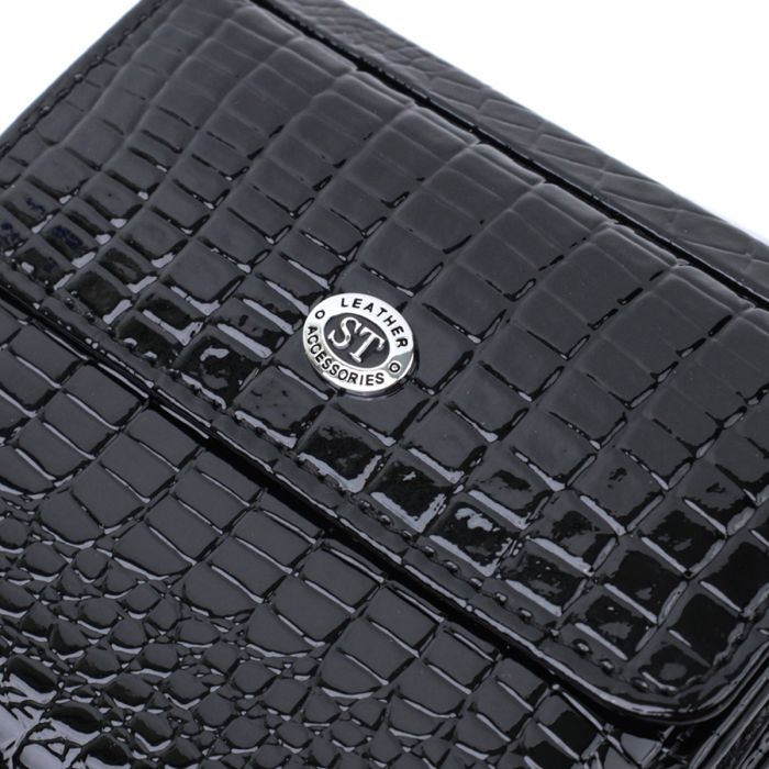 Жіночий фактурний гаманець із натуральної шкіри ST Leather 22706 чорний