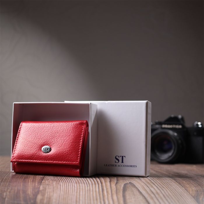Компактне жіноче портмоне з монетницею із натуральної шкіри ST Leather 22729 червоне