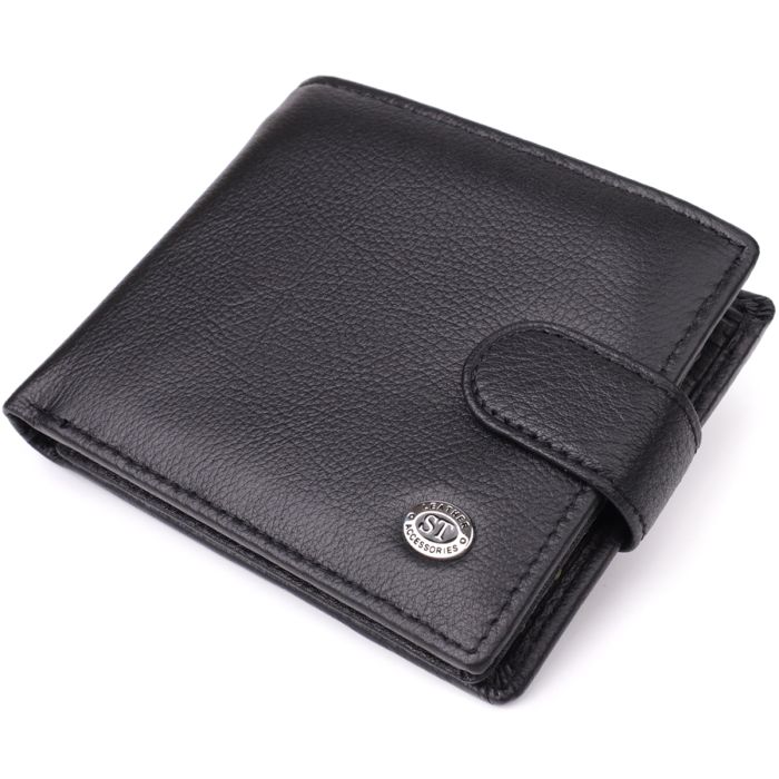 Классический мужской кошелек горизонтального формата из натуральной кожи ST Leather 23094 черный