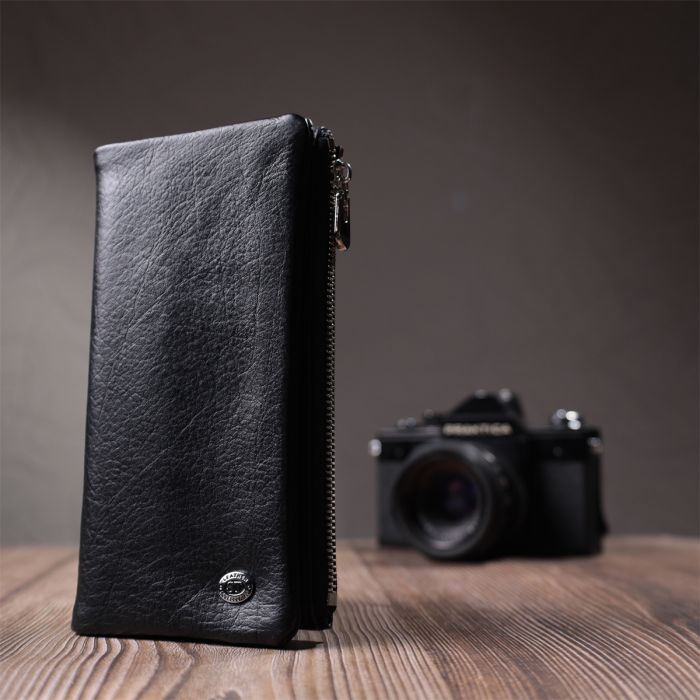 Вертикальный кошелек унисекс из мягкой натуральной кожи ST Leather 22743 черный
