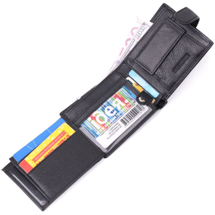 Якісний горизонтальний гаманець із натуральної шкіри ST Leather 22455 чорний