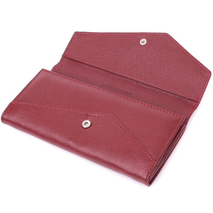 Кошелек для женщин из натуральной кожи с геометрическим клапаном ST Leather 22547 бордовый