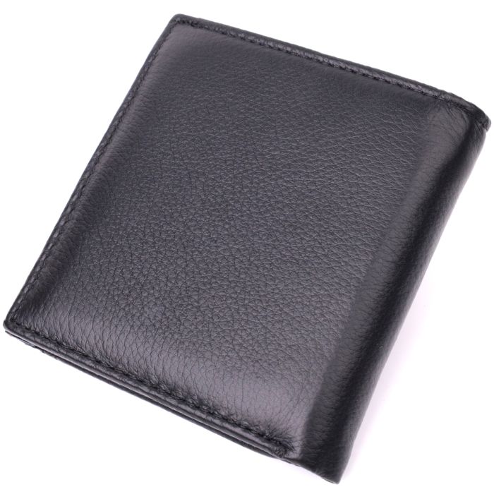 Компактный женский кошелек с монетницей снаружи из натуральной кожи ST Leather 22542 черный