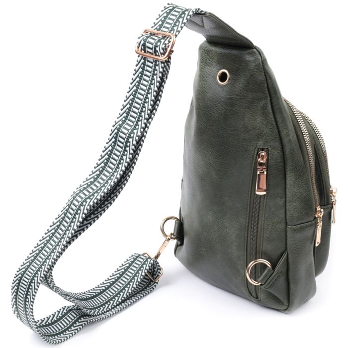 Зручна жіноча сумка з однією лямкою через плече з екошкіри Vintage 22756 зелена
