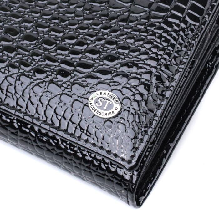 Женский кошелек из натуральной лакированной кожи ST Leather 22679 черный