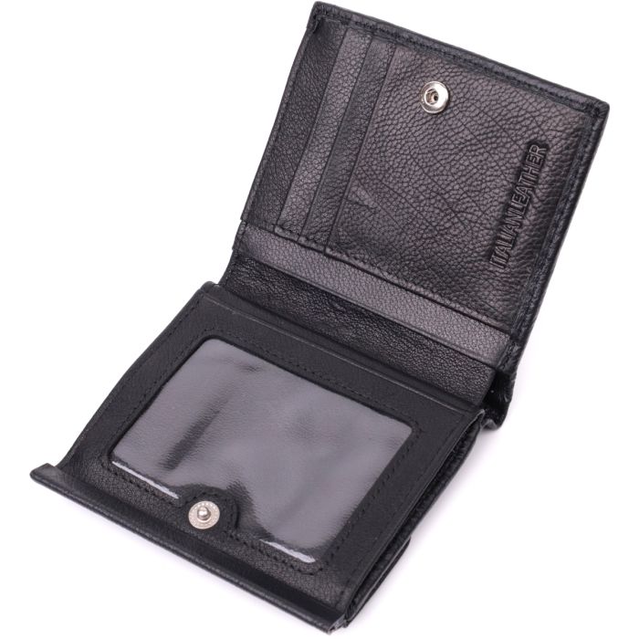 Компактный женский кошелек с монетницей снаружи из натуральной кожи ST Leather 22542 черный