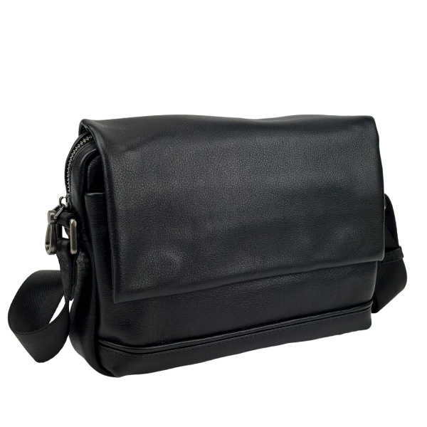 Чоловічий горизонтальний месенджер з клапаном Tiding Bag 386A чорний