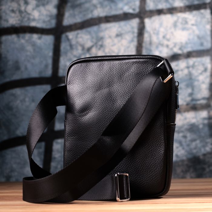 Цікава плечова сумка для чоловіків з натуральної шкіри Vintage s_15100 чорна