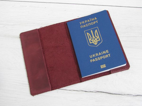 Шкіряна обкладинка для паспорта GS бордова (об 001 бор)