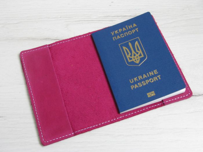 Шкіряна обкладинка для паспорта GS рожева, фуксія (об 001 роз)