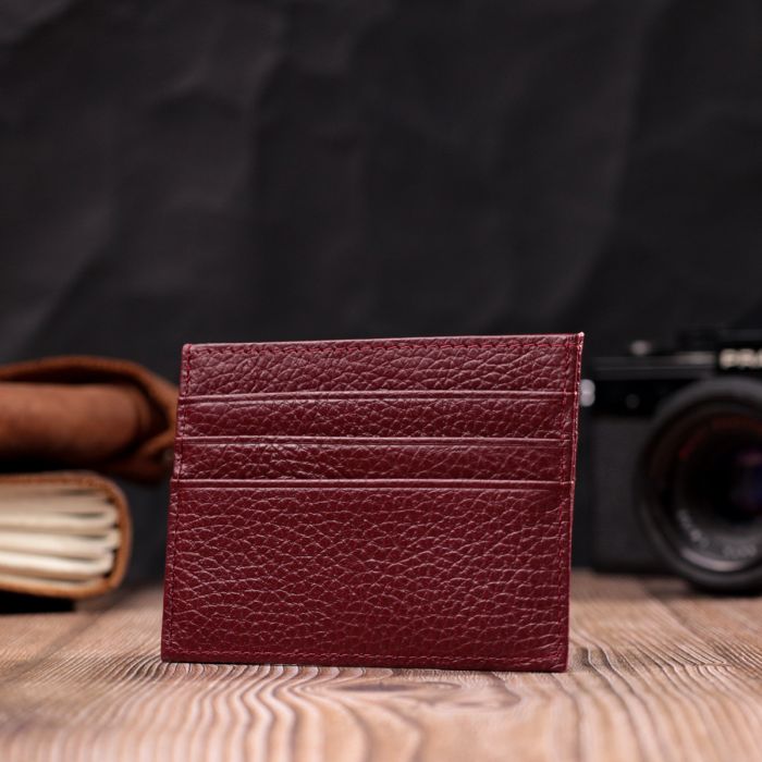 Практичный кард-кейс из натуральной кожи ST Leather 22446 бордовый