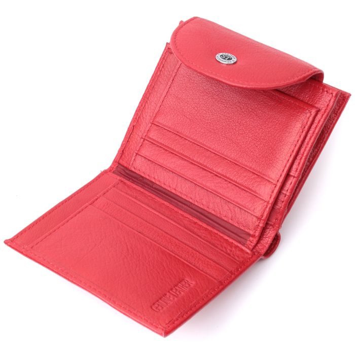 Яркий женский кошелек с монетницей из натуральной кожи ST Leather 22712 красный
